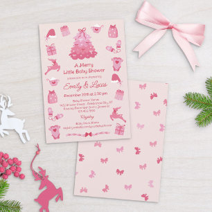 Invitation Fête de Bébé Coquette Rubans Roses