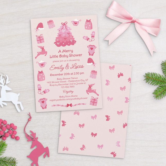 Invitation Fête de Bébé Coquette Rubans Roses (Créateur téléchargé)