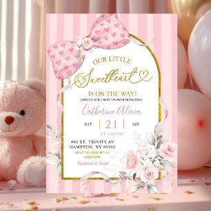Invitation Fête de bébé Coquette Rubans Roses Mignonne