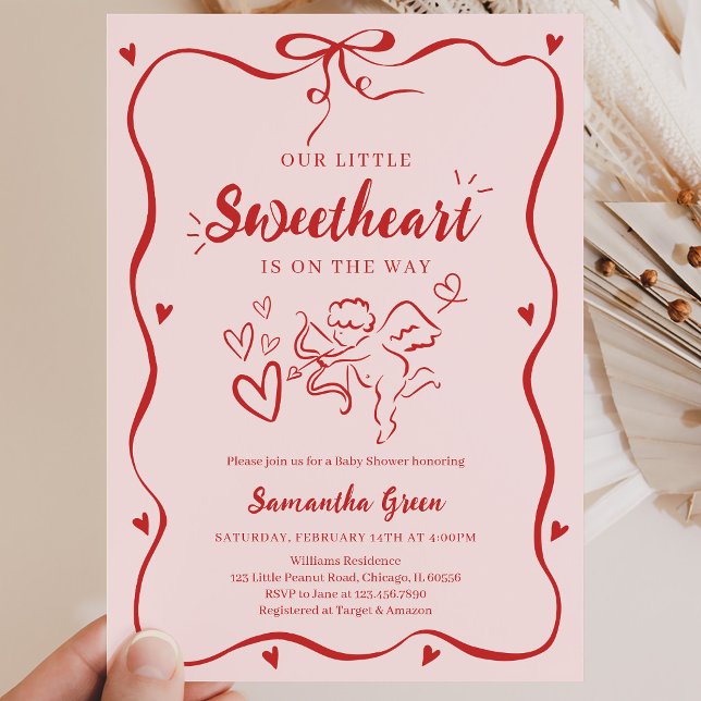 Invitation Fête de Bébé Coquette Saint-Valentin (Créateur téléchargé)