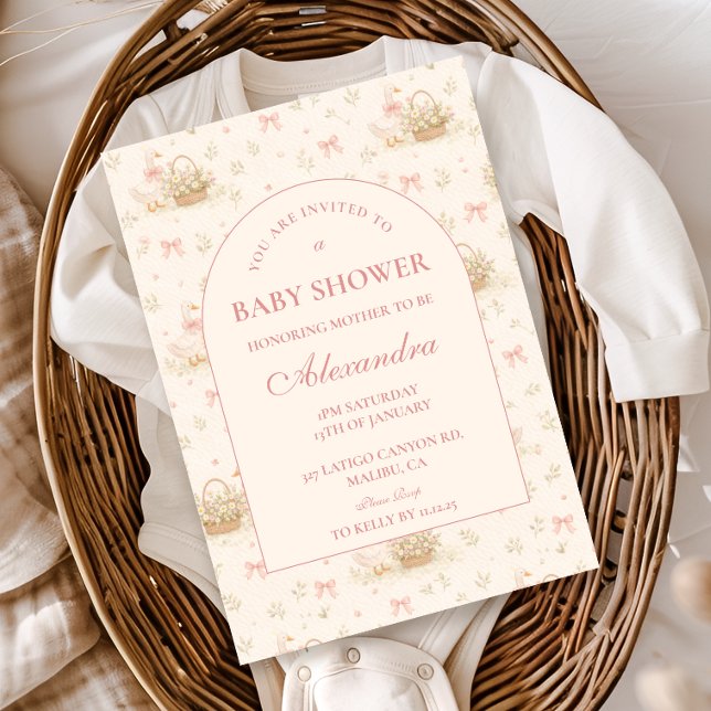 Invitation Fête de Bébé Coquette Silly Goose (Créateur téléchargé)