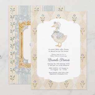 Invitation Fête de bébé Cottagecore Vintage Silly Goose