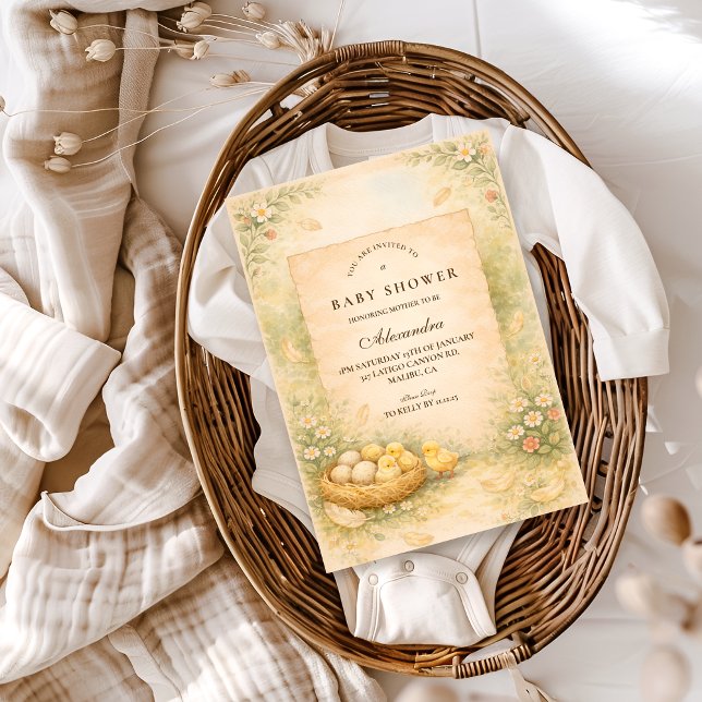 Invitation Fête de Bébé Country Garden Chicks (Créateur téléchargé)