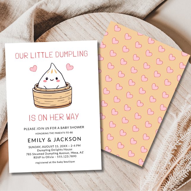 Invitation Fête de Bébé Couples Mignons Petits Cœurs en Pâte (Créateur téléchargé)