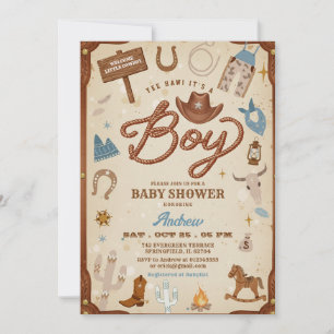 Invitation Fête de bébé Cow-boy Ranch Rodéo Far West