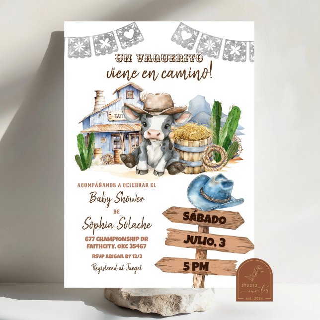 Invitation Fête de bébé Cowboy de l'Ouest sauvage hispano-mex (Créateur téléchargé)