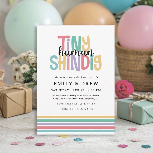 Invitation Fête de Bébé Cute Tiny Human Shindig pour un Coupl (Créateur téléchargé)