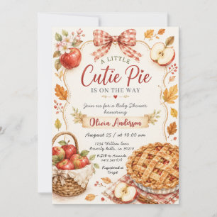 Invitation Fête de bébé Cutie Pie Pomme à Ruban Rouge