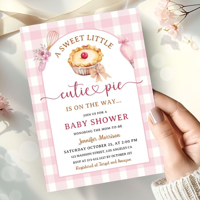 Invitation Fête de bébé Cutie Pie Rose (Créateur téléchargé)