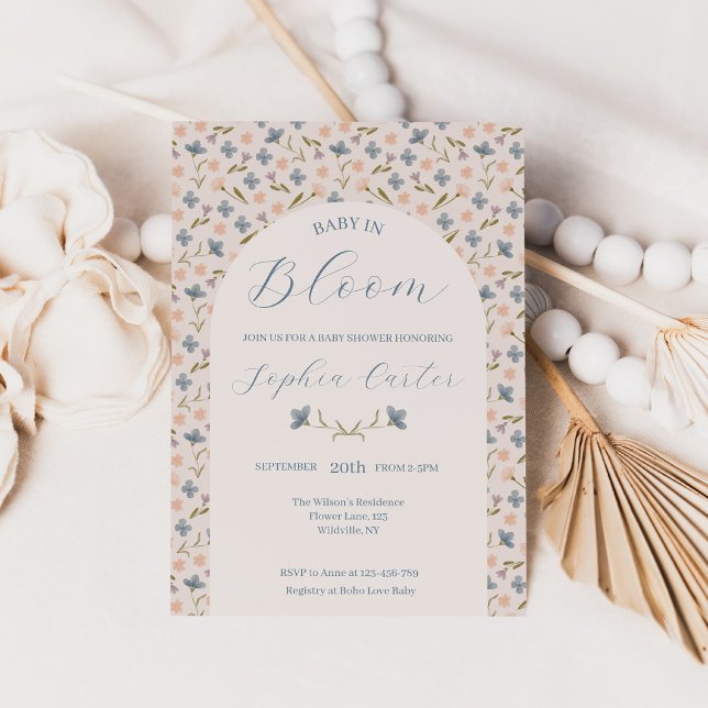 Invitation Fête de bébé dans un jardin de fleurs sauvages Bab (Créateur téléchargé)