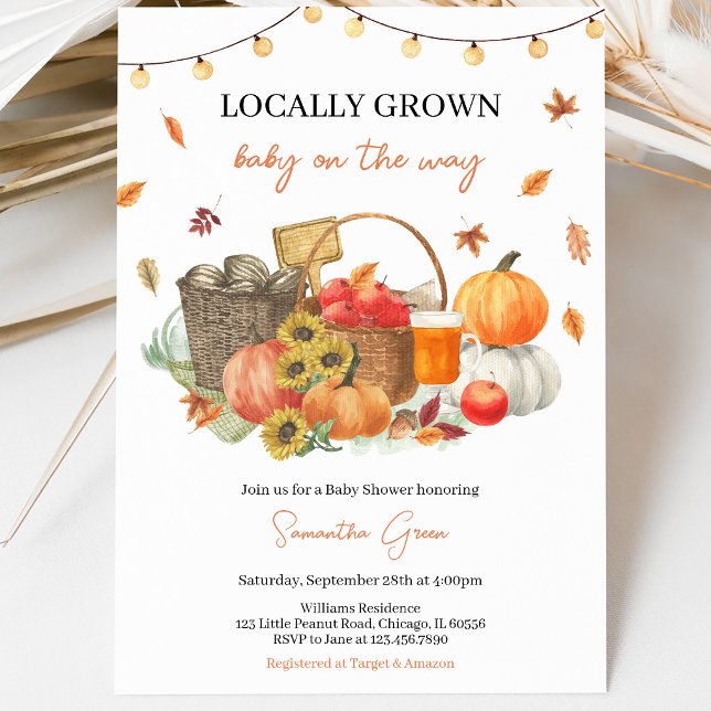 Invitation Fête de Bébé d'Automne Cultivé Localement (Créateur téléchargé)