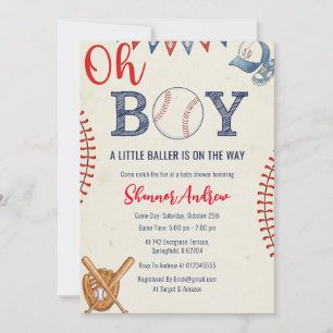 Invitation Fête de bébé de baseball numérique sportive person