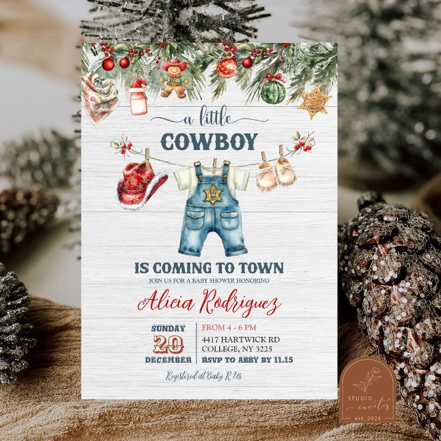 Invitation Fête de Bébé de Cow-Boy Occidental Bleu pour les F (Créateur téléchargé)