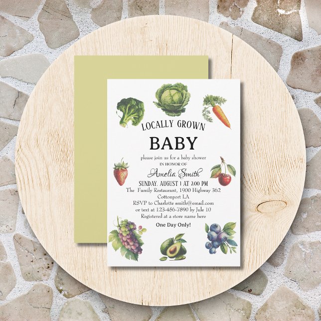 Invitation Fête de Bébé de la Ferme Fraîche et Jardin Local (Créateur téléchargé)