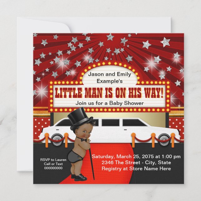 Invitation Fête de bébé de la petite vedette de cinéma limous (Devant)