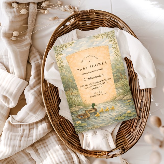 Invitation Fête de Bébé de l'Étang aux Canetons (Créateur téléchargé)