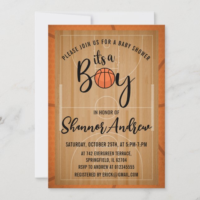 Invitation Fête de bébé de sport de basketball numérique pers (Devant)