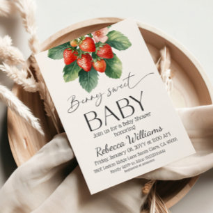 Invitation Fête de bébé douce fraise du marché frais