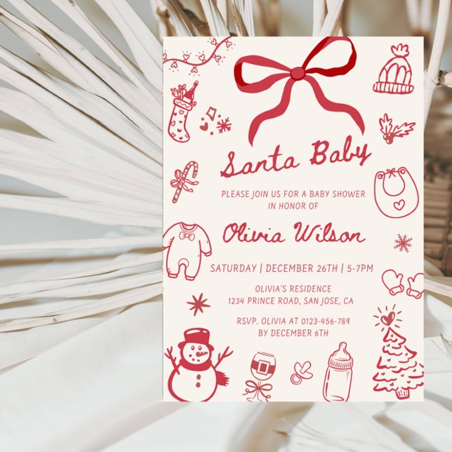 Invitation Fête de bébé du Père Noël Fête de douche de bébé d (Créateur téléchargé)
