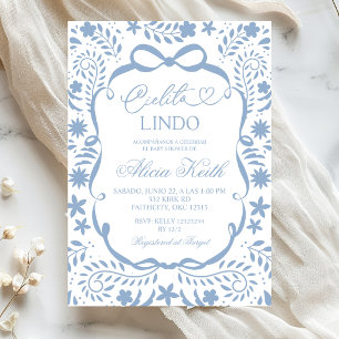 Invitation Fête de bébé Dusty Blue espagnole Cielito Lindo 
