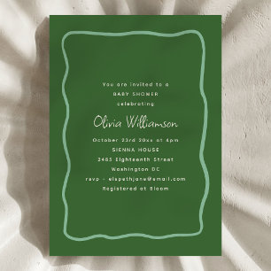 Invitation Fête de bébé écriture moderne frontière ondulée Ve