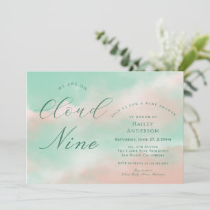 Invitation Fête de bébé élégante et moderne dans le nuage neu