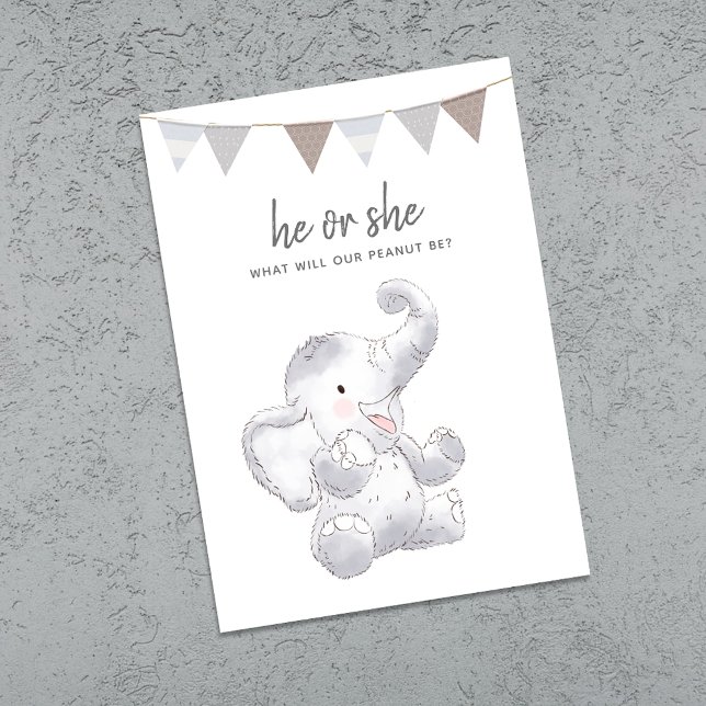 Invitation Fête de bébé éléphant moderne et neutre (Créateur téléchargé)