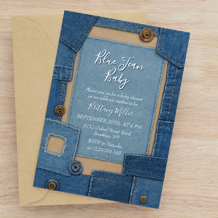 Invitation Fête de bébé en bleu de jean Baby