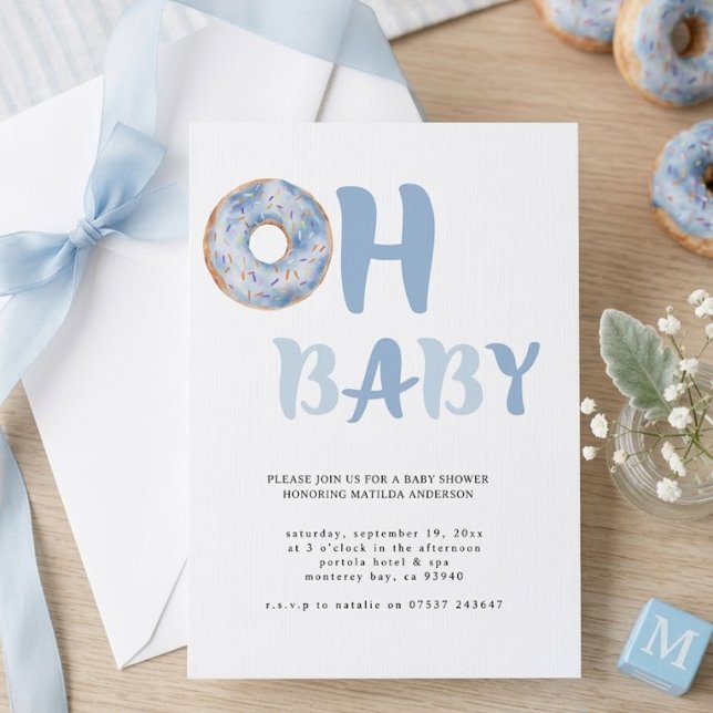 Invitation Fête de bébé en douche avec des donuts saupoudrés  (Créateur téléchargé)