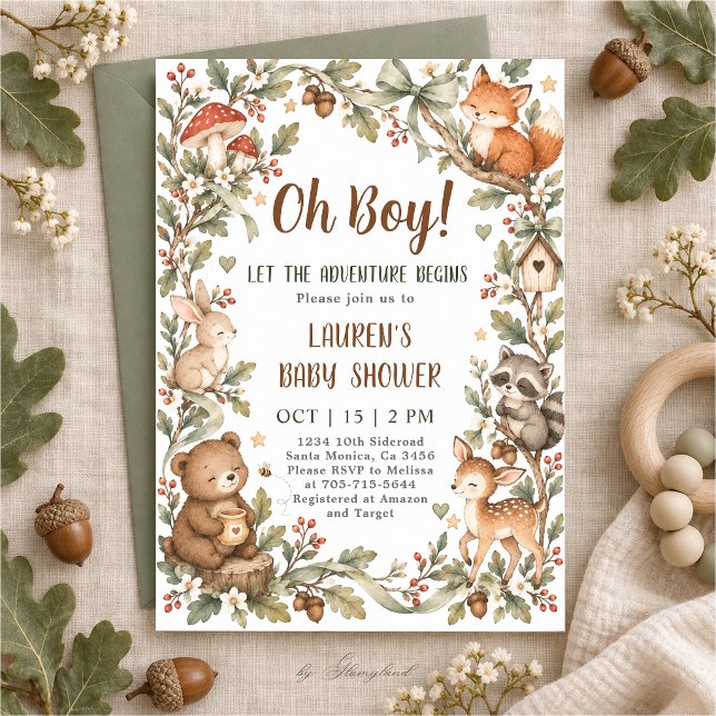 Invitation Fête de Bébé en Forêt (Créateur téléchargé)
