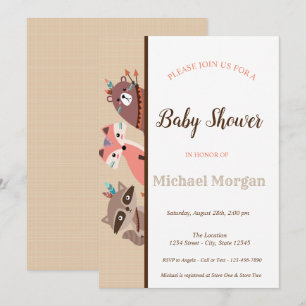 Invitation Fête de bébé en forêt Animaux de la forêt