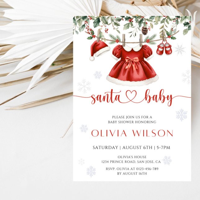 Invitation Fête de bébé en hiver pour un Noël rose  (Créateur téléchargé)