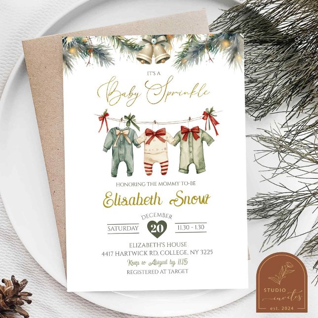Invitation Fête de bébé en plus Linge de bébé Fête prénatale (Créateur téléchargé)