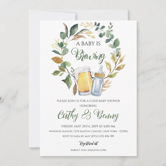 Invitation Fête de Bébé en Route pour les Couples de Futurs P (Devant)