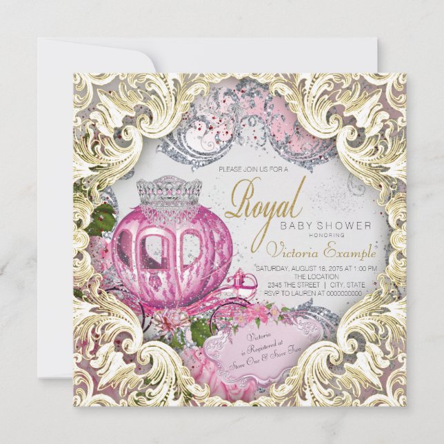 Invitation Fête de bébé Fancy Royal Princess (Devant)