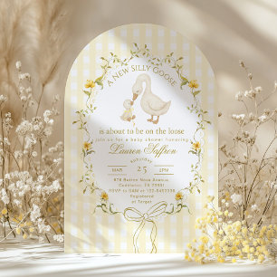 Invitation Fête de bébé fantaisiste et neutre pour l'oie sott