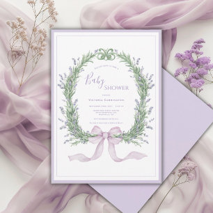 Invitation Fête de Bébé Fantaisiste Fleurs Violettes Vintage