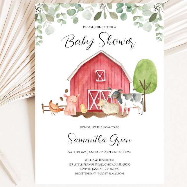 Invitation Fête de Bébé Ferme Garçon (Créateur téléchargé)