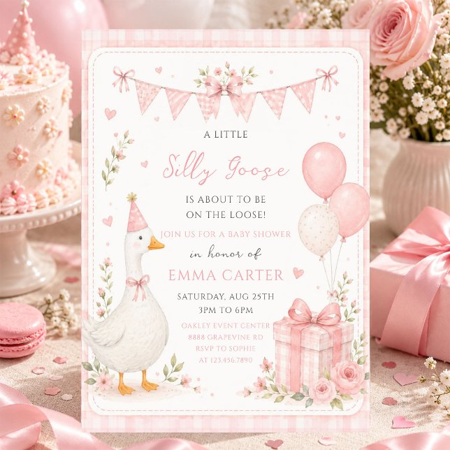 Invitation Fête de Bébé Fille Arc-en-ciel Rose Préparée Silly (Créateur téléchargé)