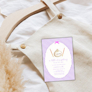 Invitation Fête de bébé Fille Arc Moderne Violet Dumpling Asi
