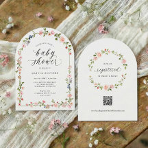 Fête de Bébé Fille Arche Florale Aquarelle Rose