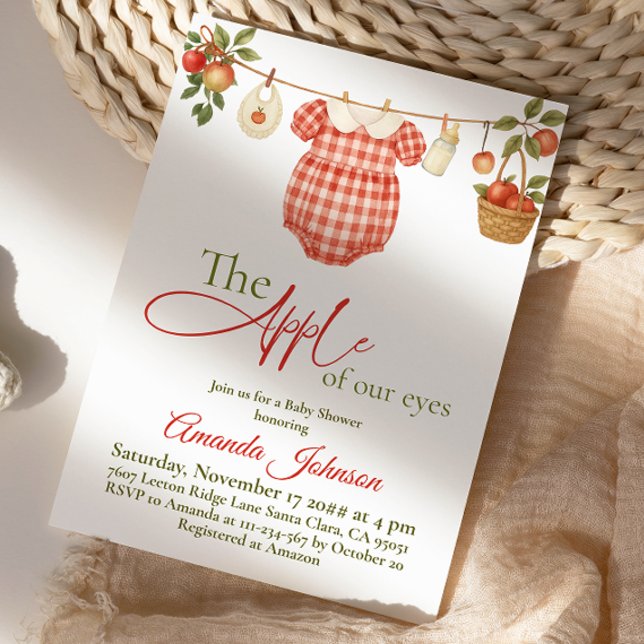 Invitation Fête de Bébé Fille au thème de la Pomme et de la C (Créateur téléchargé)