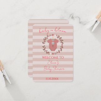 Invitation Fête de bébé fille aux rayures roses et blush Dust