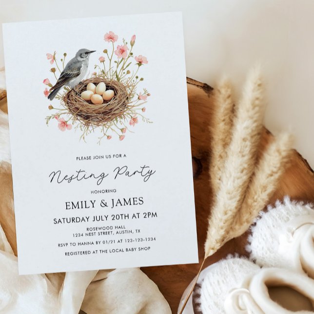 Invitation Fête de Bébé Fille avec Thème Floral Mignon (Créateur téléchargé)
