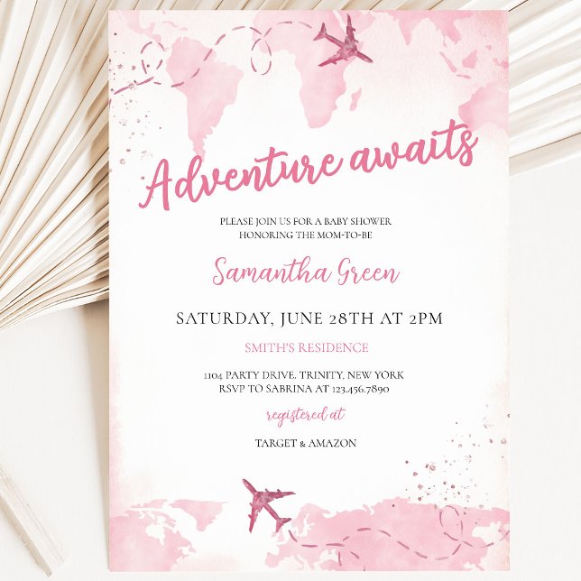 Invitation Fête de Bébé Fille Aventure en Attente (Créateur téléchargé)