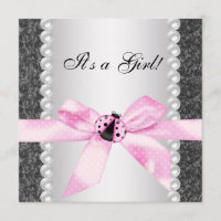 Fête de Bébé Fille Coccinelle Rose Noir Perles