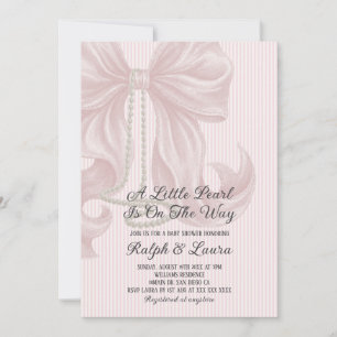 Invitation Fête de bébé fille Collier de perles