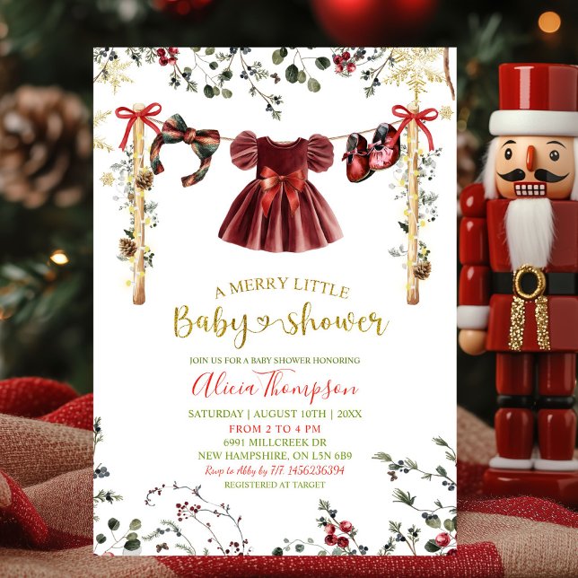 Invitation Fête de bébé fille en hiver tenue joyeuse (Créateur téléchargé)