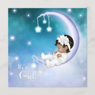 Invitation Fête de bébé fille ethnique Purple Moon