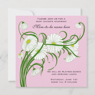 Invitation Fête de bébé Fille Fleur de Marguerite Blanche Ger
